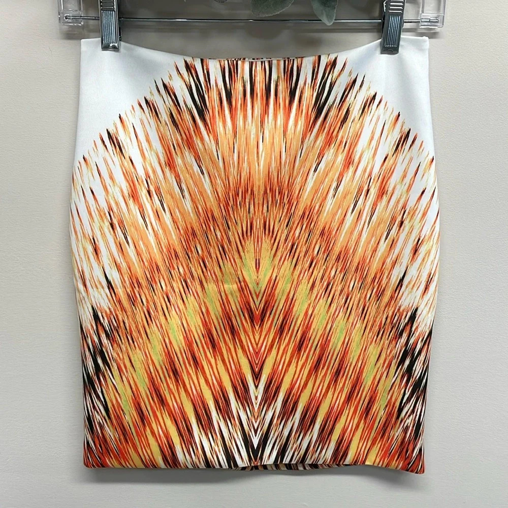 Guess High Waist Mini Skirt Abstract Print Lined Stretch S
